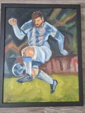 Messi Soccer Goat Painting Print 11x14 Frame Not Included